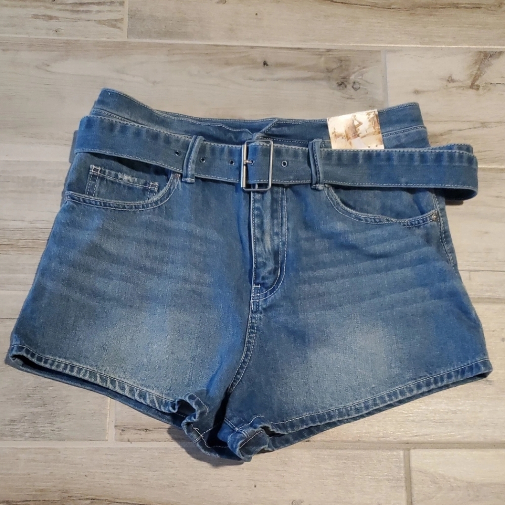 Sincerely Jules Junior Sz 9 29 Belted Super High Rise Denim Shorts Boho Festival